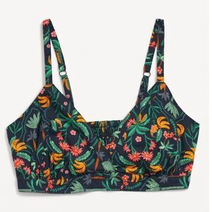 NWT Old Navy women's cross front poplin bralette size 2X banana tropical print‎